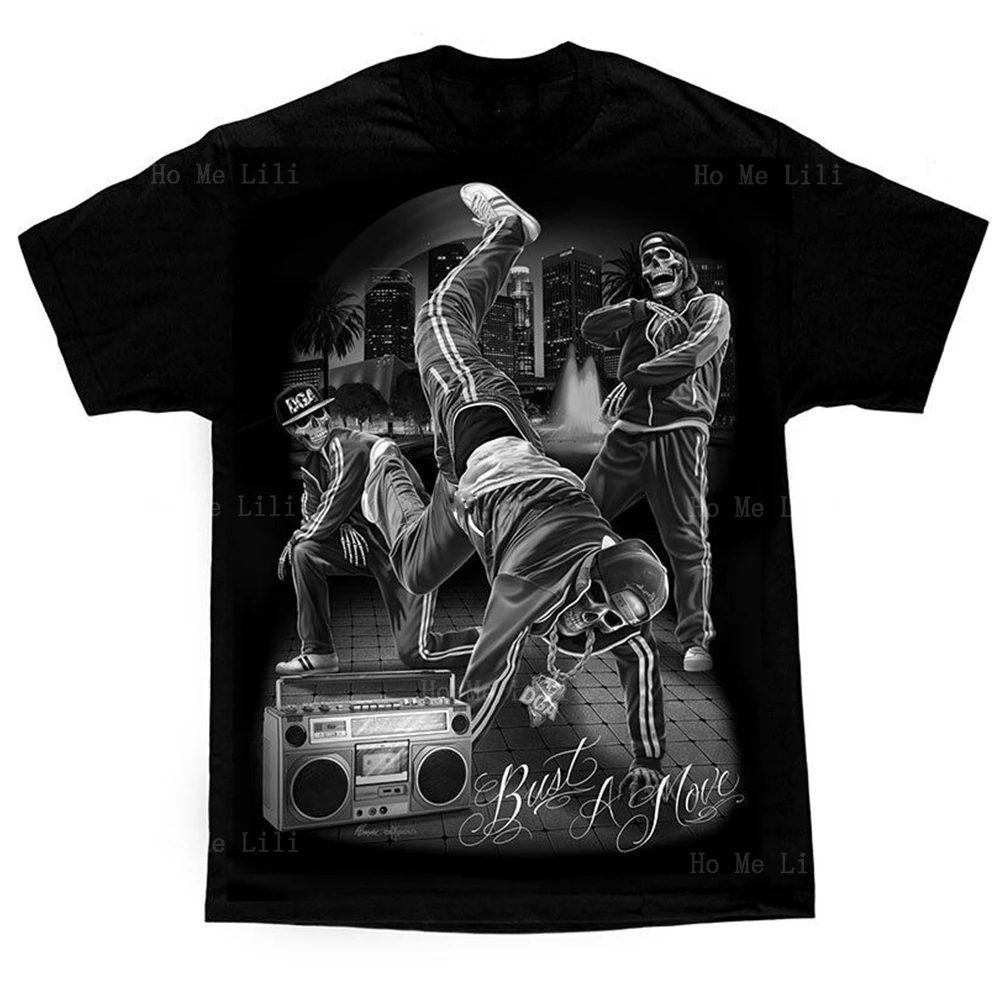 David Frales Art Dga Bust A Move Break Dancing Skeleton Uomo Donna Oversize T-Shirt Unisex