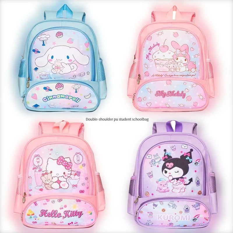 

Sanrio Child Student School Supplies Backpack hello kitty Kuromi Cinnamoroll My Melody Kt Anime Figure Kawaii Cute Cartoon Gift