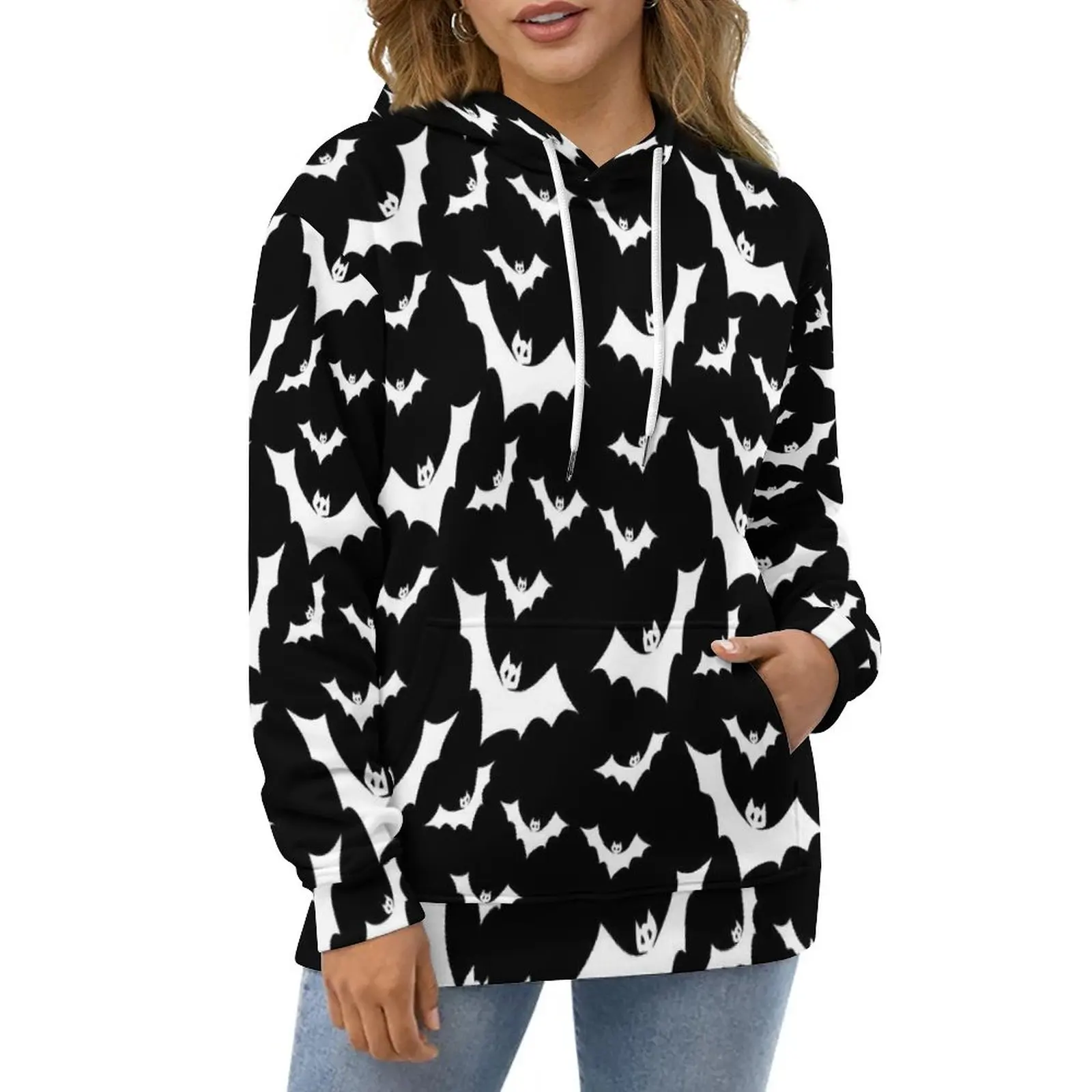 

White Bat Hoodies Goth Vampire Animal Harajuku Oversize Hoodie Woman Long Sleeve Cool Graphic Casual Hooded Sweatshirts