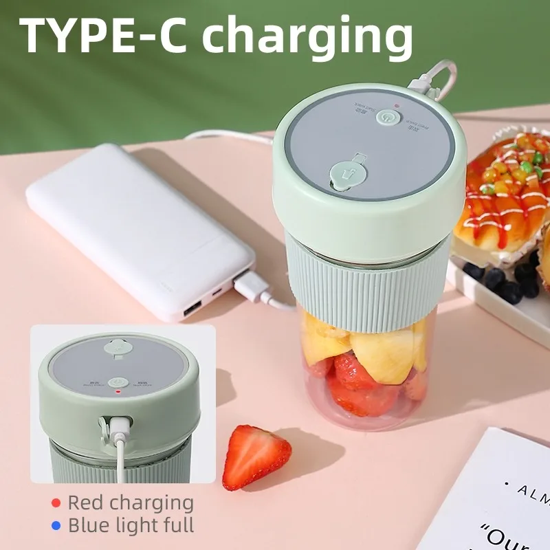 Electric Fruit Juicer Wireless Blender Juice Mixer Portable Juicer with Straw Household USB Charging 6 Blade Gift Juice Cup 3