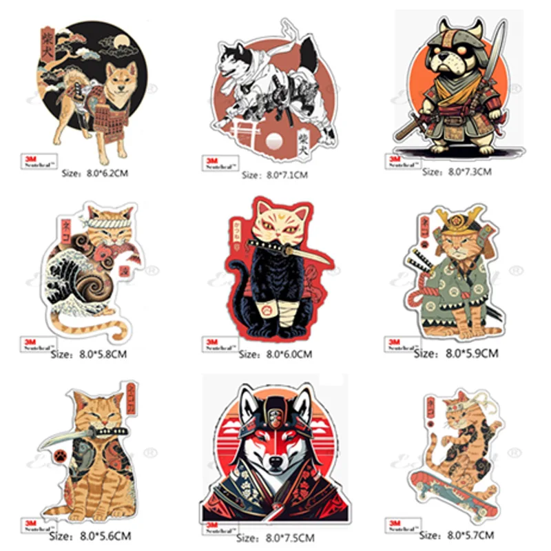 Armor Samurai Dog Car Stickers Decalcomanie Per Laptop Vinile Pegatinas Waterproof 3M Matt Per Casco Brocca Luaggage Wall Fridge Home