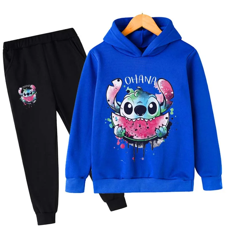 Baby Stitch Clothing Sets Children 1-16 Years Suit Boys Tracksuits Kids Brand Sport Suits Stich Hoodies Tops + Pants 2pcs Set kids clothing set