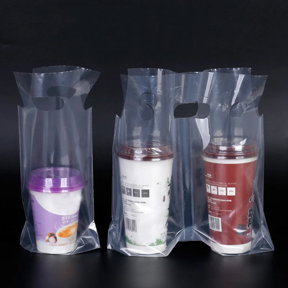 200 sacchetti per imballaggio bevande in materiale plastico, design con manico, da asporto, caffè, latte, tè, bevande, negozio, scatole regalo, feste festive  15