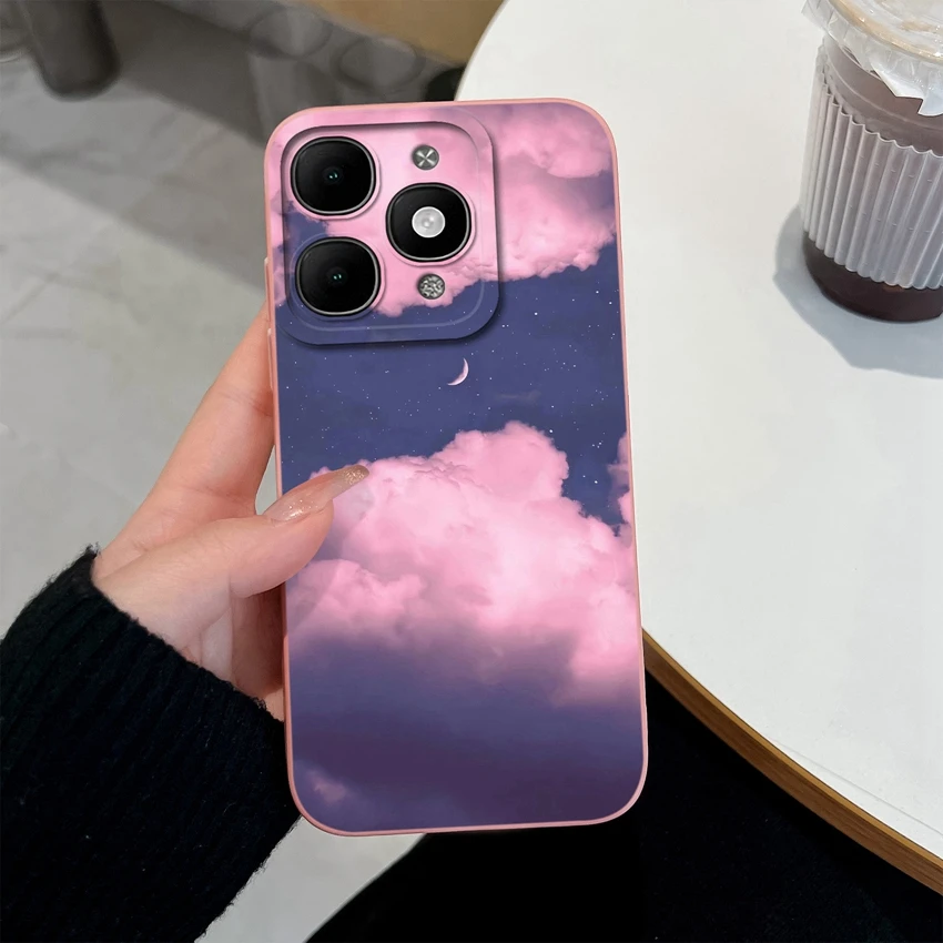 Pretty Floral Liquid Silicone Shockproof Phone Case with Screen Protector