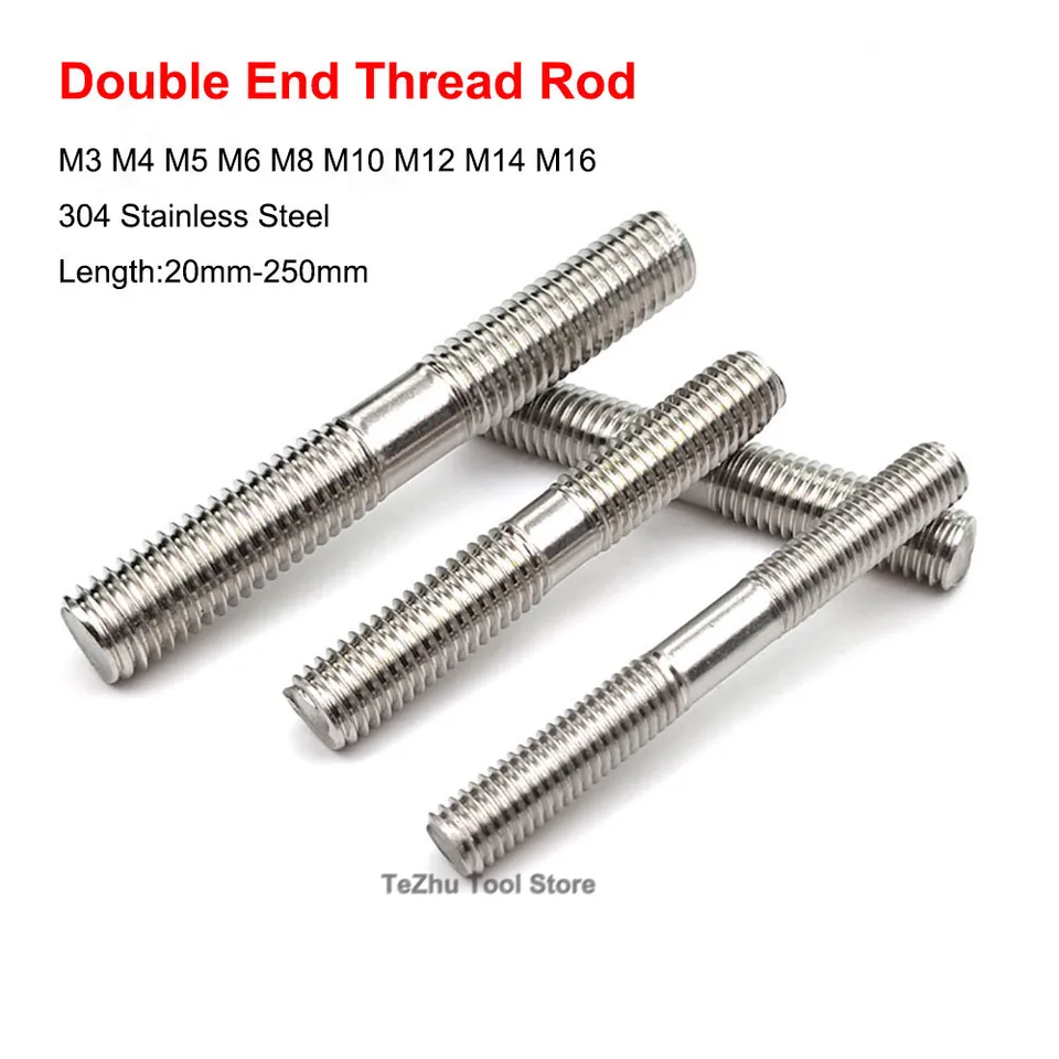 1pcs Double End Thread Rod M10 M12 M16 304 A2 Stainless, 59 OFF