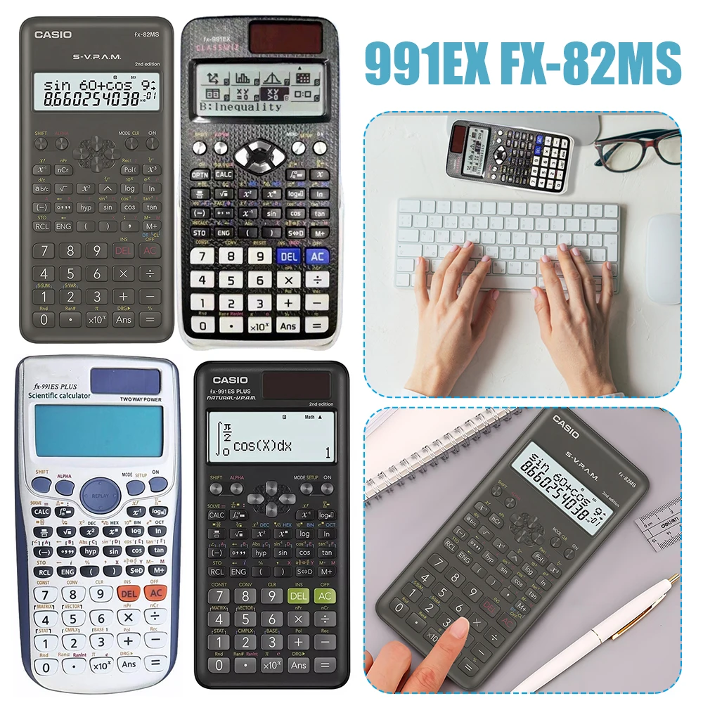FX-991/991EX/FX-82MS Scientific Calculator Original Digital Large Display For High School University Solar scientific calculator