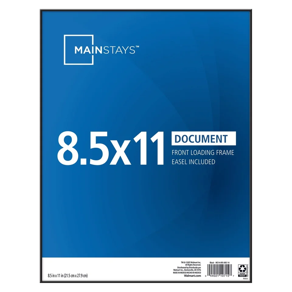 8.5x11 Front Loading Black Glass Picture Frame Pack
