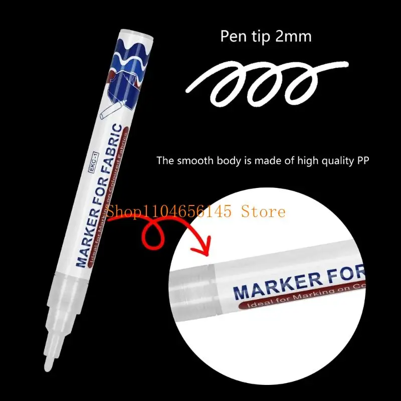 Weißer Stoff-Farbstift, 2 mm Strichbreite, schnell trocknend, wasserbeständiger Stoffmarker für Kleidung, T-Shirt, Canvas-Tasche, Hut, Schuh – Detail 7