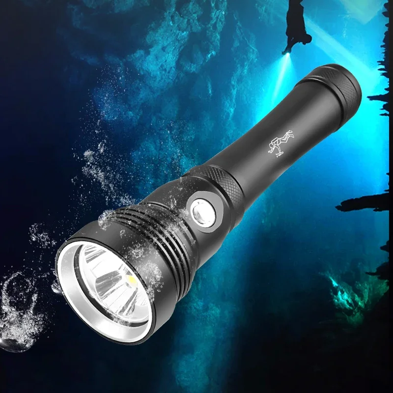 

Scuba Diving Light Super Bright Underwater Flashlight P70 IP68 Waterproof Night Dive Torch 200 Meters Submersible Light