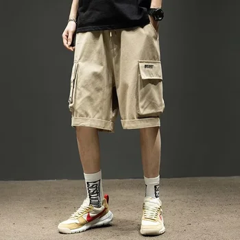 2025 Male Multiple Pockets Elastic Medium Waist Lightweight Shorts Men Summer Thin Cargo Shorts Workwear Loose Pants Large Size 1