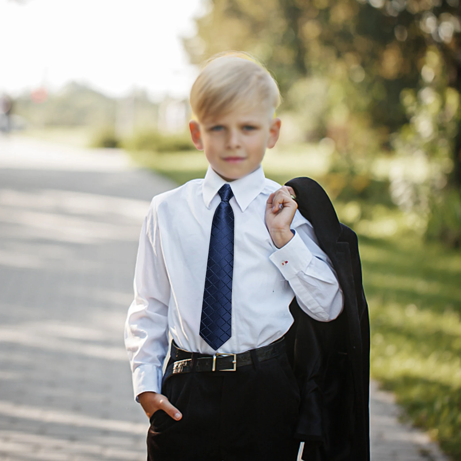 Children Ties 38*6cm Kids Strap Tie with Handkerchief Fashion School Skinny Neckwear Easy To Wear Simple Lazy Slim Student Tie woven necktie necktie set clip on tie