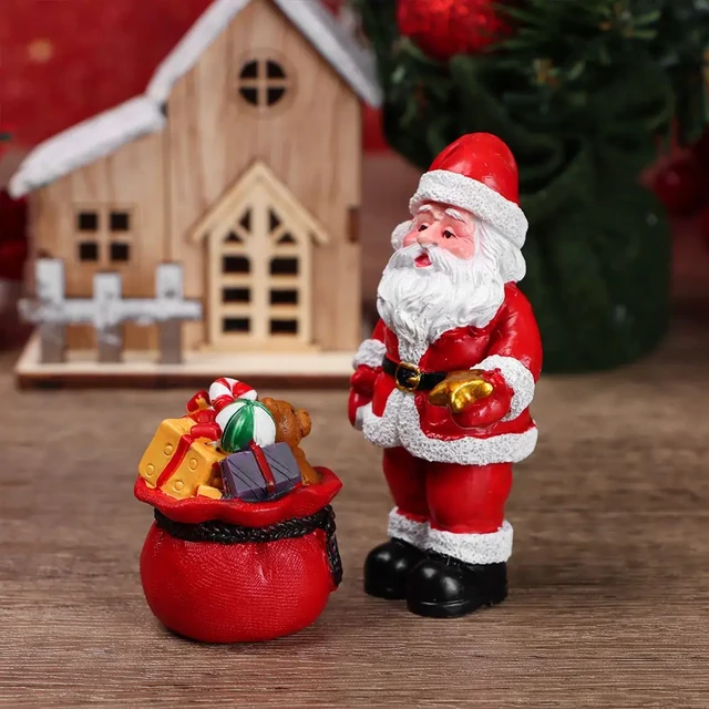 Christmas Figurines Miniature Santa Claus Snowman Micro Landscape Ornaments  For Home Decoration Kawaii Desk Decor Gift - AliExpress