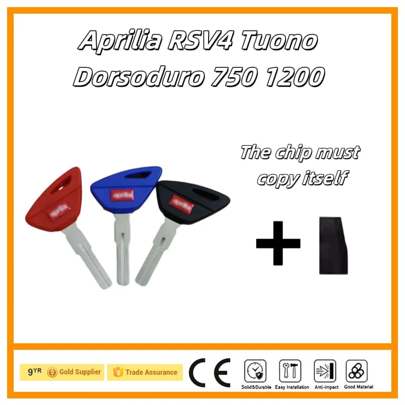 Motorcycle Keys Aprilia RSV4 Tuono Dorsoduro 750 1200 Blank Replace Uncut Can Place Anti-theft Chip