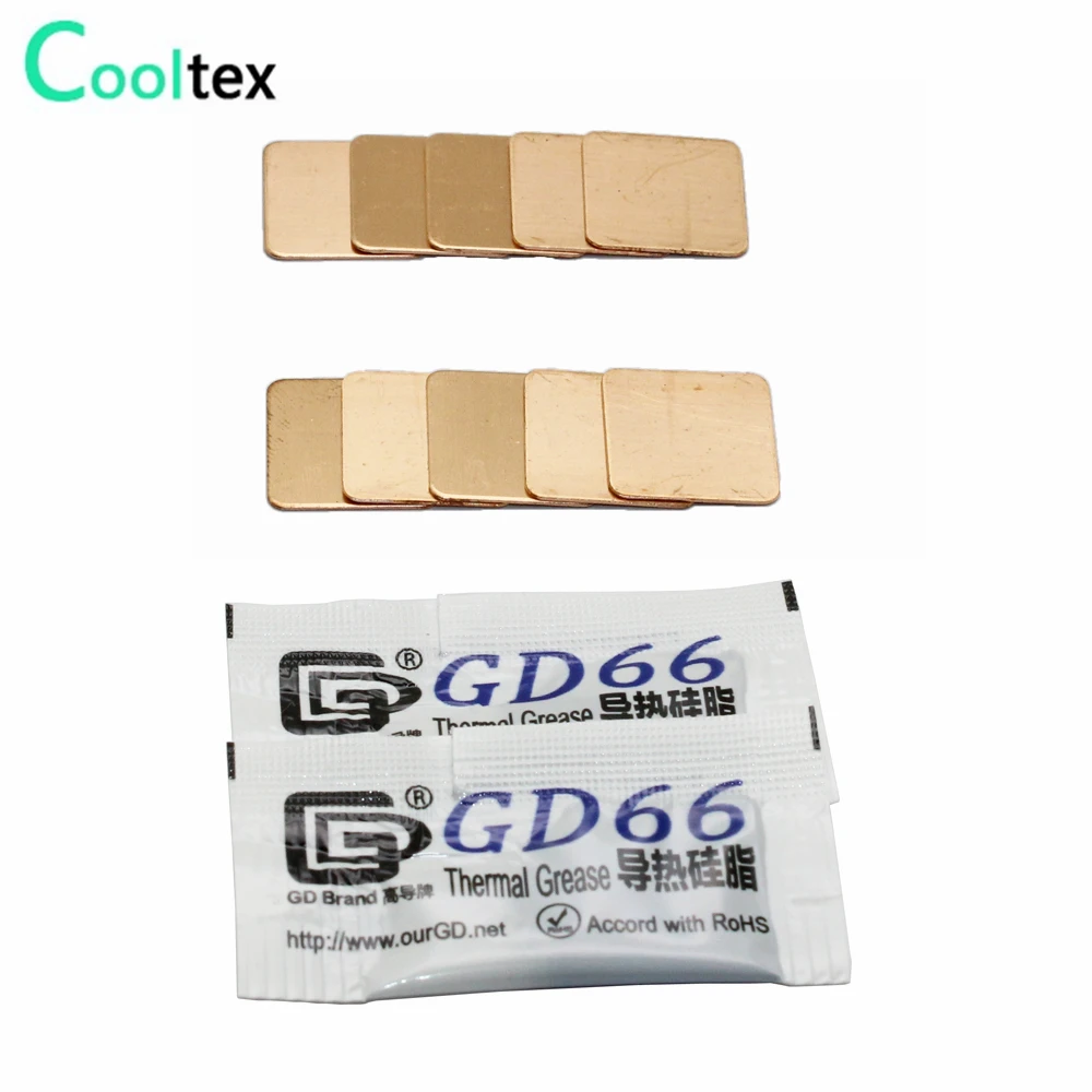 Thermal Pad 10pcs 15x15mm Copper Shim Heatsink Thermal Pad Copper Sheet Laptop GPU CPU VGA Chip Computer Component Heat Dissipation
