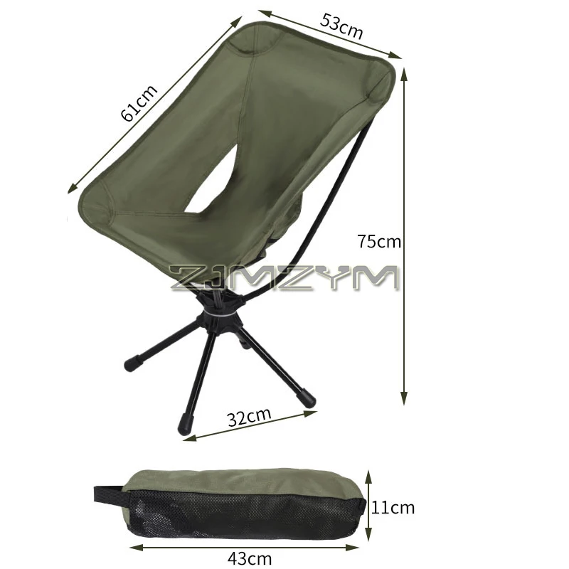 Swivel Portable Camping Chair Compact Collapsible Folding Chair with Carry Bag-Support 140kg-Outdoor Backpacking