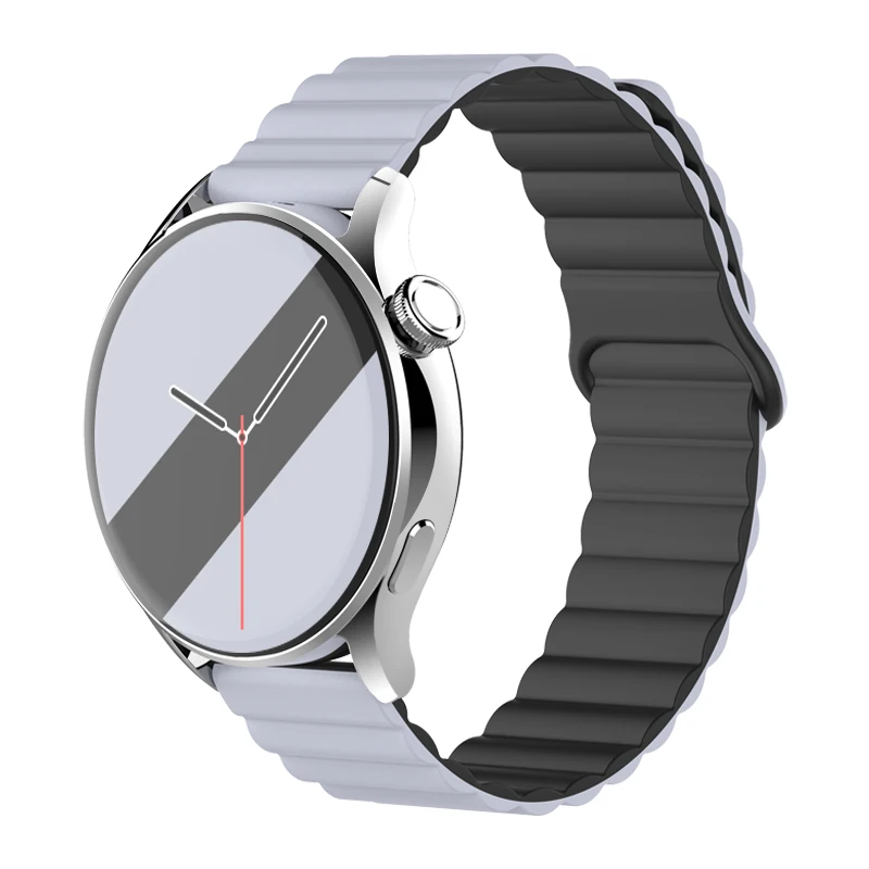 Magnetic Loop Silicone Link Bracelet, 20mm 22mm Strap