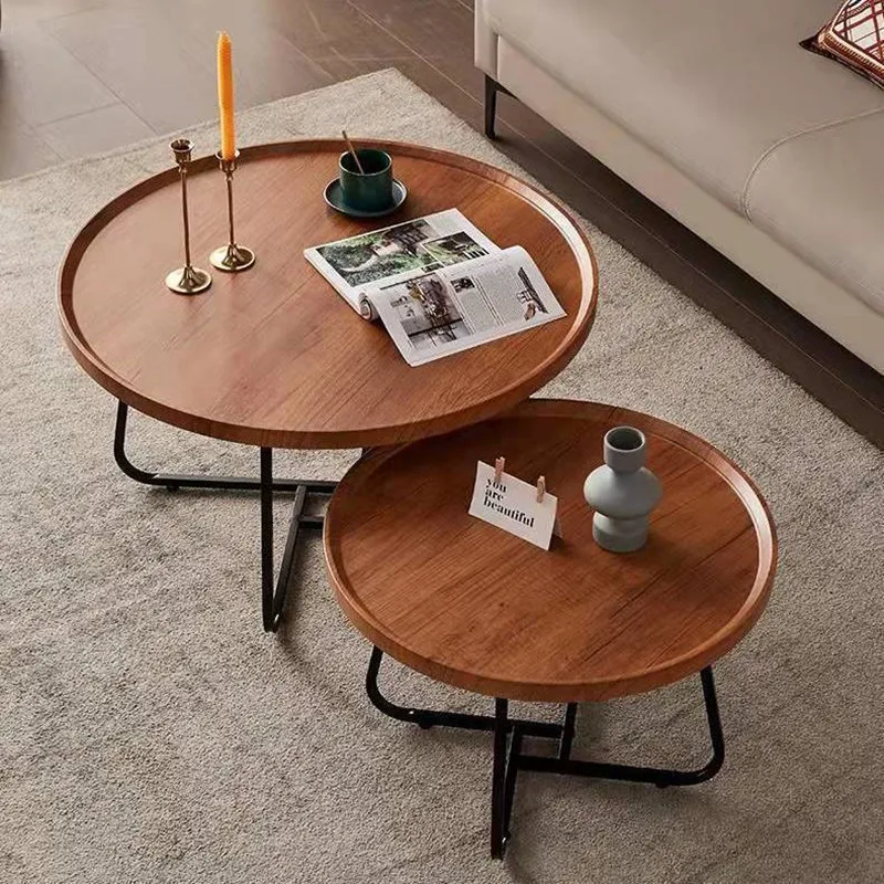 Nordic Light Luxury Multifunctional Coffee Table Modern Simple Living Room Home Small Round Combination Coffee Table