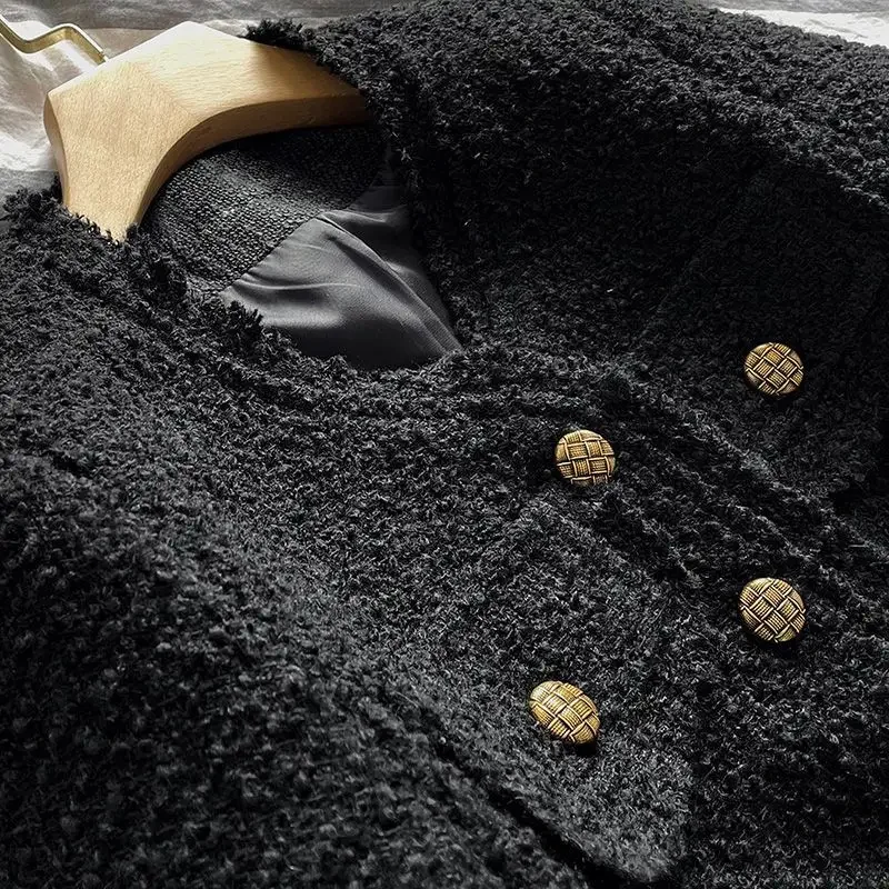 Blacktweed Style Cropped Jacket 2024 New Spring Autumn Thin Elegant Socialite Long Sleeve Topins Thin Regular Crew Neck Jacket 3