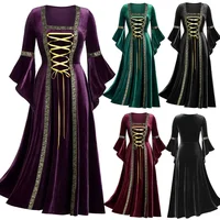 Halloween Women Dress Costumes For Women Long Sleeve Medieval Cosplay Vintage Vampire Witch Victorian Gothi Bandage Dress - Image 3