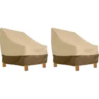 Water Resistant Patio Lounge Chair Covers 38 Inch Deep Seated Furniture Cover Pack of 2 Elastic Hem Cord Straps Durable Woven 2