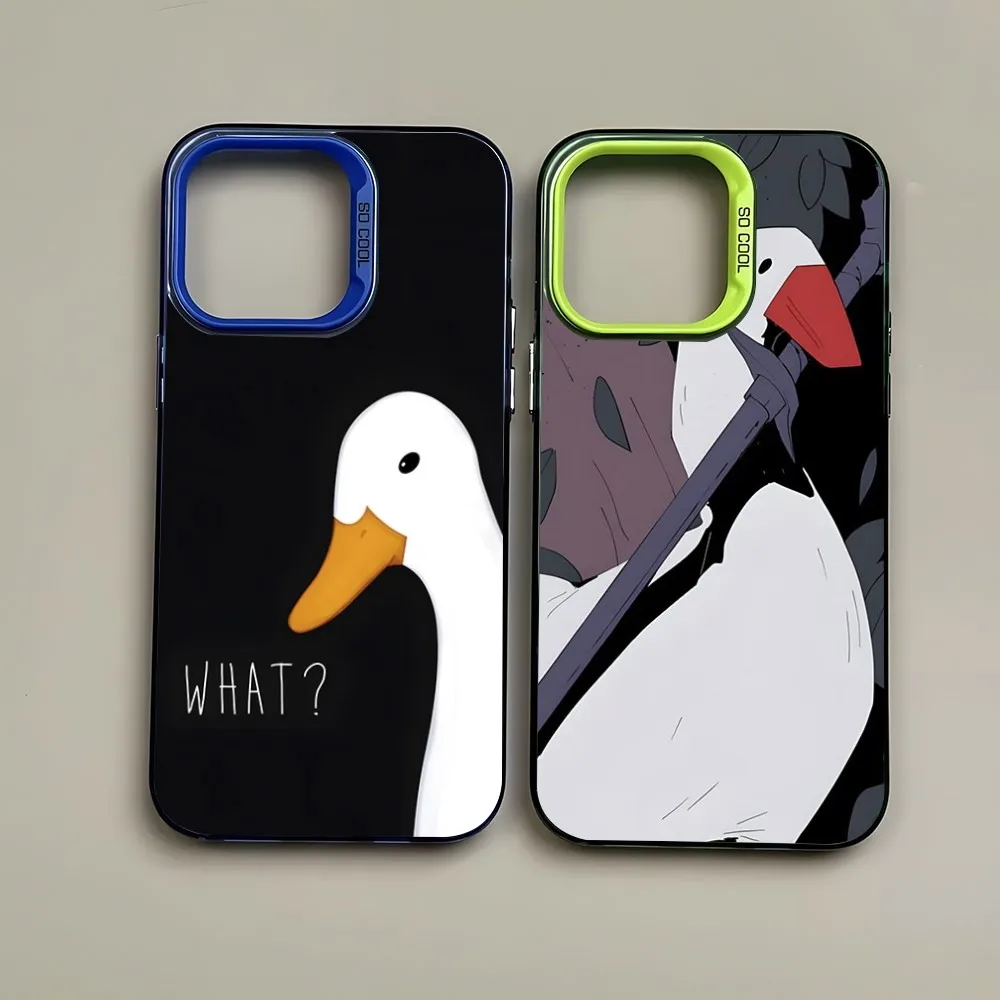 Cartoon Cute Goose Game Phone Case Trendy Brand Color Silver Trendy Phone Case Per Iphone 15 14 13 12 Pro Max 11 2023 Fashion