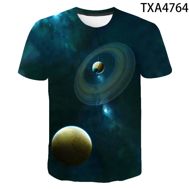 T-shirt Enfant Imprimé Galaxie 3D Pailleté - Haut Court Manches Courtes Pour Fête Et Carnaval - 9