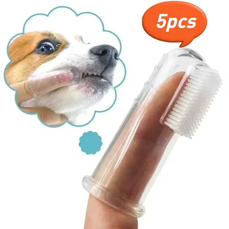 Pet Finger Toothbrush Super Soft Pet Finger Toothbrush Dog Brush Bad Breath Tartar Teeth Care Tool Dog Pet Supplies