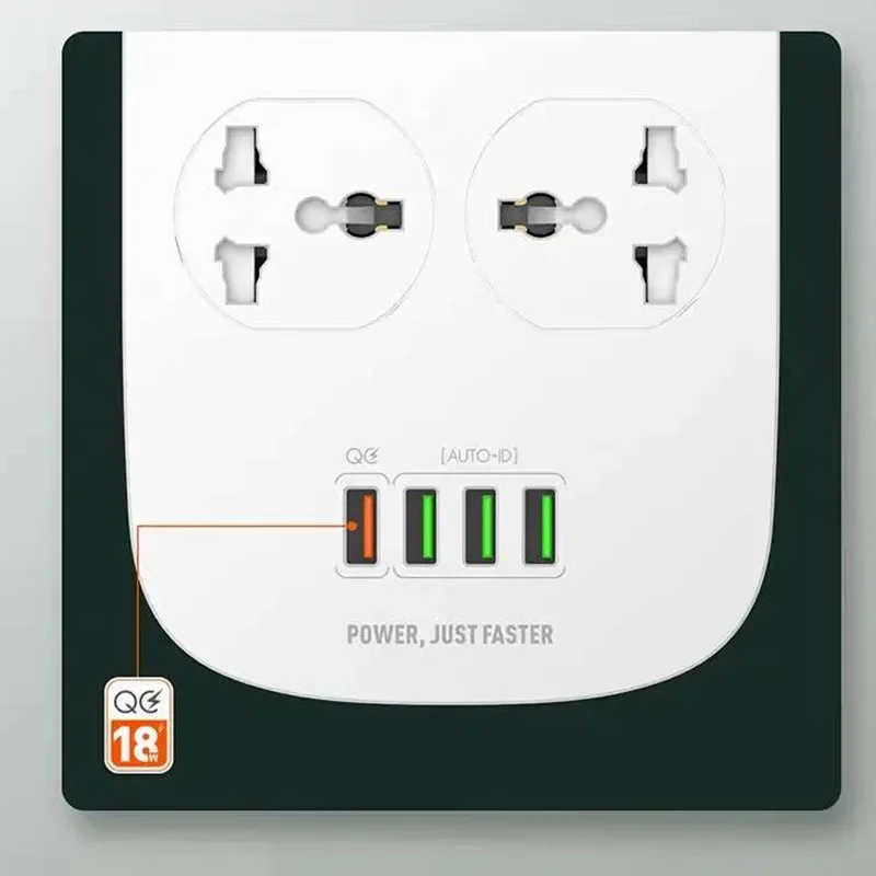 LDNIO EU ̱  2500W   QC3.0 USB    Ȯ  Ʈ, 4 USB 10A ܼƮ 2M ġ
