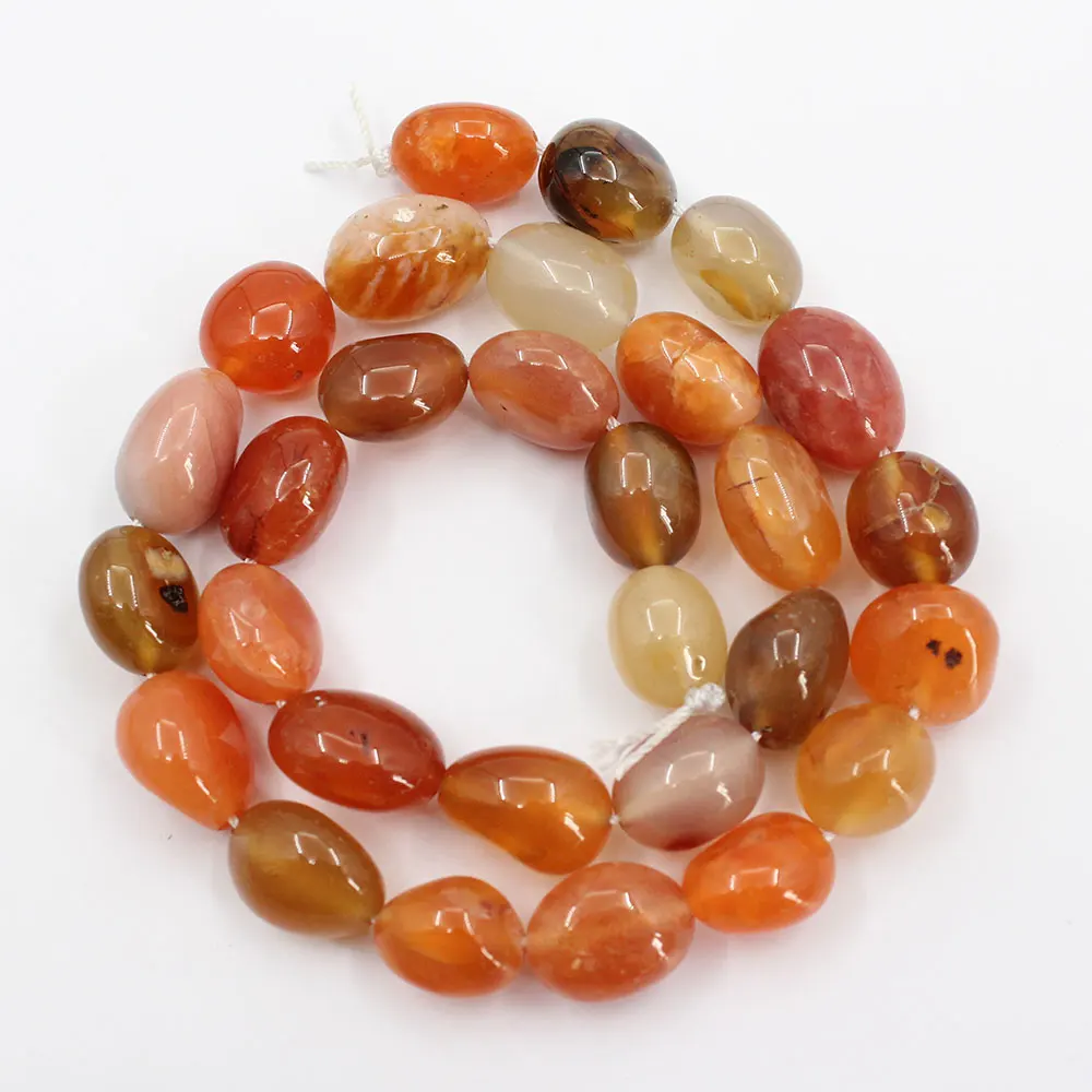 APDGG 11x15mm Natural Red Agate Carnelian Smooth Nugget Freeform Oval Loose Beads 15.5