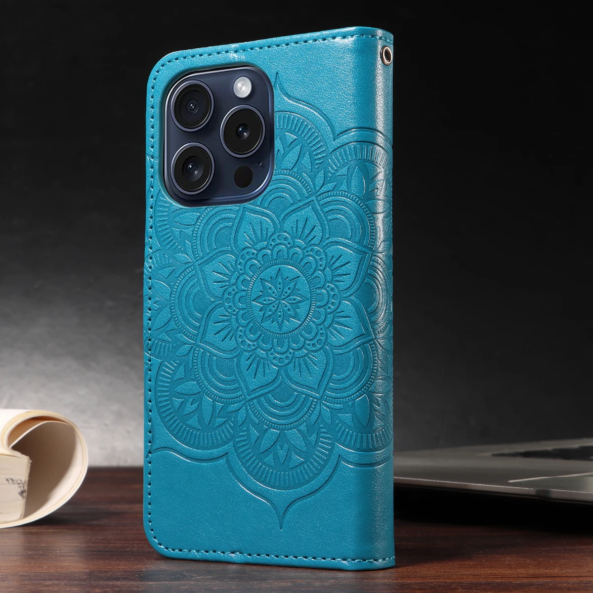 Embossed Sunflower Wallet Case For Iphone16e 16promax 16plus 15promax 15plus Flip Wallet with Card Slot PU Leather Phone Case