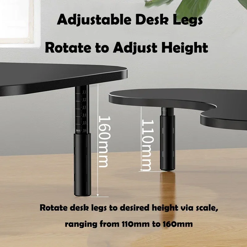 Eary Triangular Monitor Screen Stand Metal Computer Desk Table Height Adjustable Office Laptop Bracket Storage Keyboard Mouse