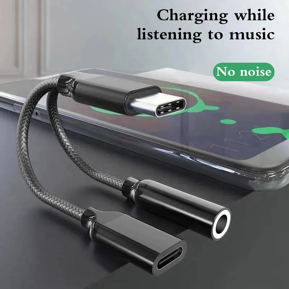 Type C to 3.5mm Adapter 2in1 USB C to AUX Audio Cable