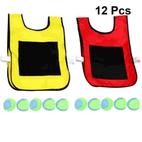 1 Set Children Sticky Ball and Vest Game Props Sticky Ball Vest Group Plaything for Home School (Red, Yellow Vest and 10 Pcs Spo 1