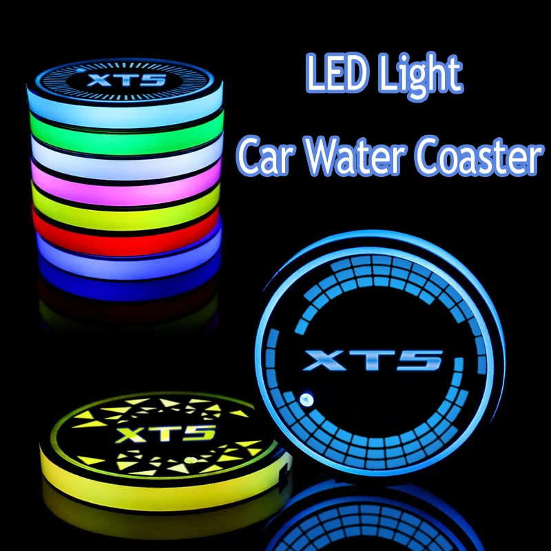 Portabicchieri Per Auto Mat Bottle Water Drinks Holder Pad Coaster Led Sensor Light Cover Lampada Car Styling Per Cadillac Xt5 Logo