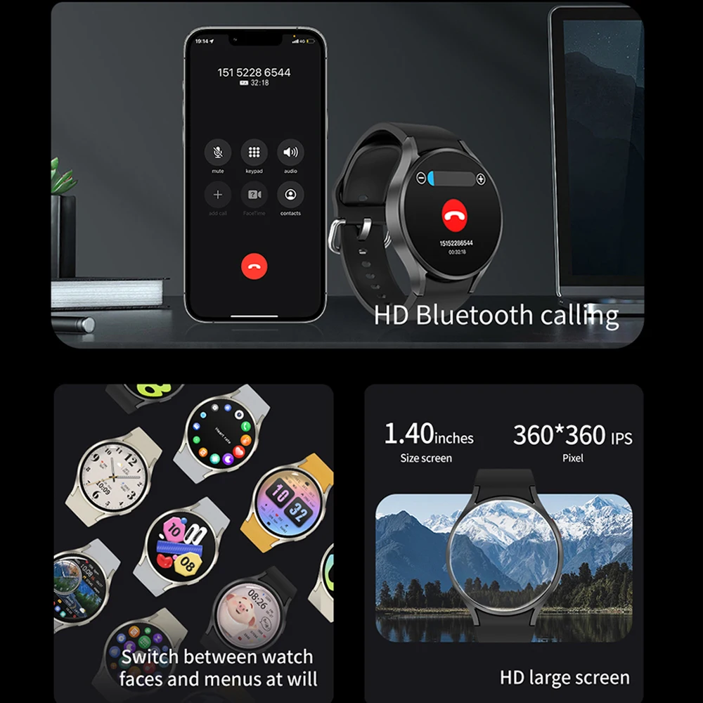 삼성 갤럭시 워치 6 클래식 스마트 워치 남성용, GPS 스포츠 NFC 블루투스 통화, HD AMOLED 음성 통화 스마트 워치, 2024 신제품
