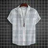 Casual Basic Shirt For Men Essential Leisure Short Sleeve Plaid Shirts Men Big Size Loose Fit Button Up Classic Plaid Men Shirt 2