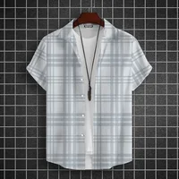 Casual Basic Shirt For Men Essential Leisure Short Sleeve Plaid Shirts Men Big Size Loose Fit Button Up Classic Plaid Men Shirt 2