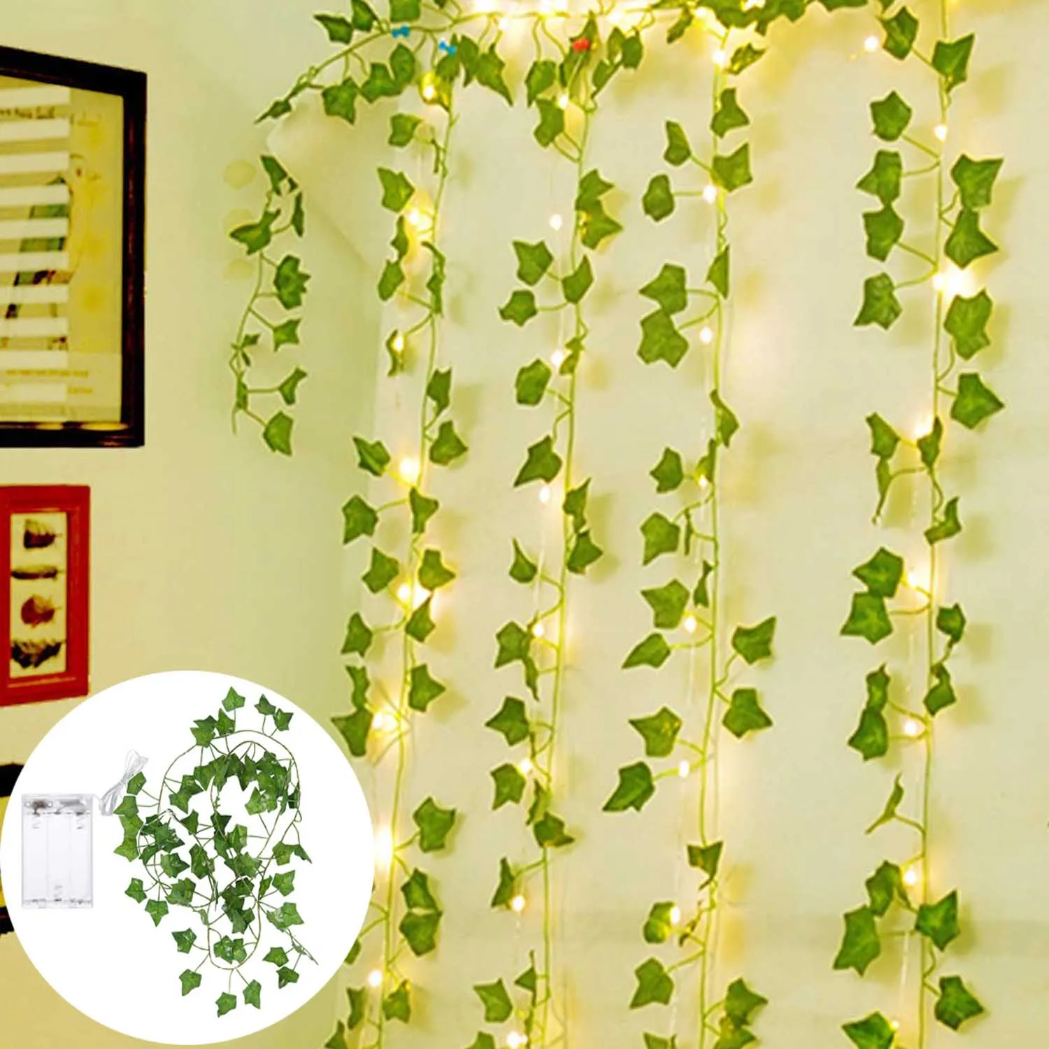 100 LED Battery Operated String Light 10m Artificial Ivy Fairy Light