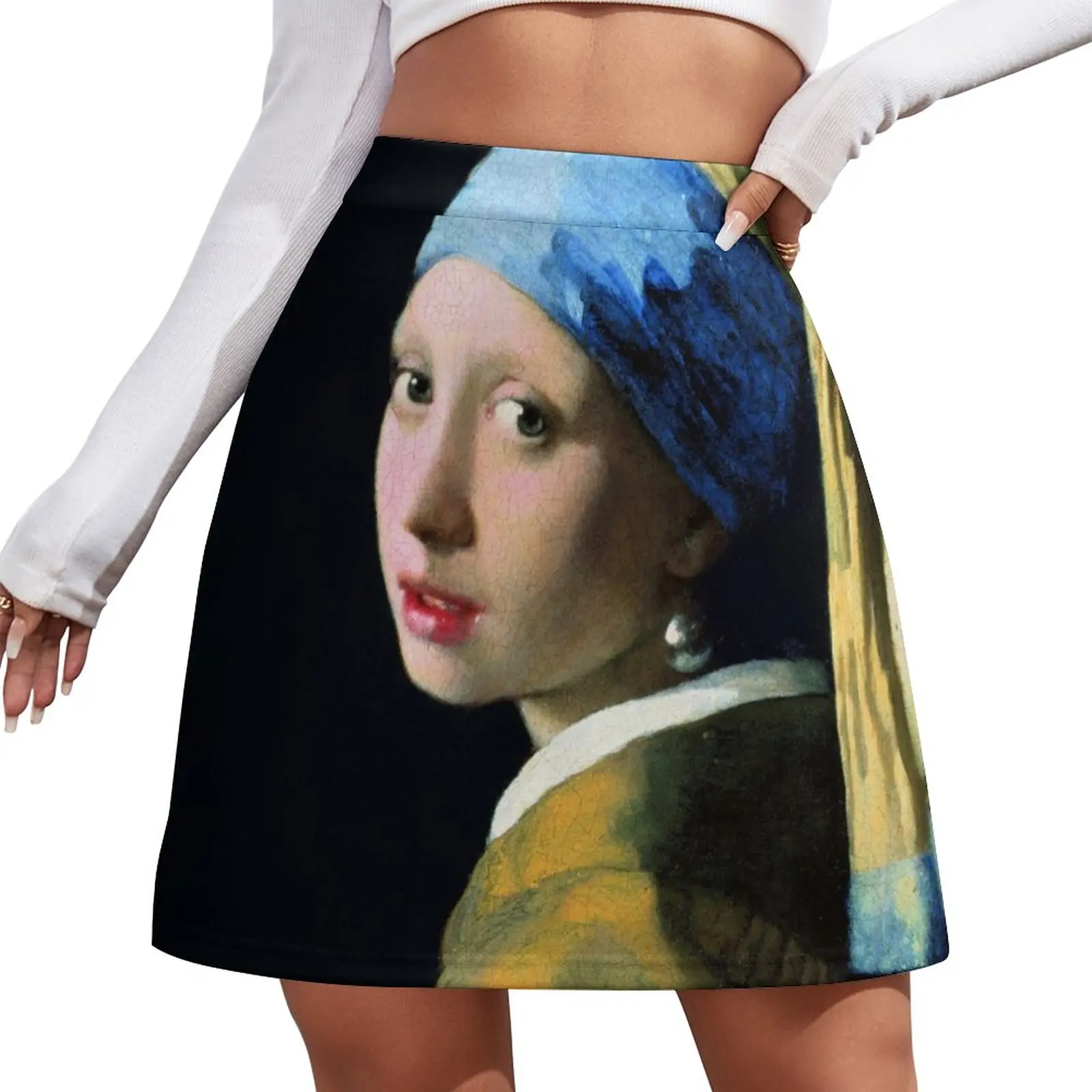 Jan Vermeer Girl With A Pearl Earring Mini Skirt women's summer dress 2024 Women skirts vermeer art