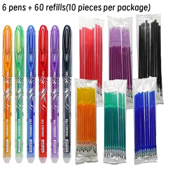 Penna cancellabile 0,5 mm Set penna gel inchiostro a 6 colori Asta di ricarica cancellabile Manico lavabile Penna a inchiostro gel per cancelleria per scrittura scolastica e ufficio 1