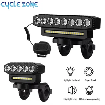 Luce anteriore per bicicletta a 5/8 LED USB ricaricabile 130dB Clacson per bici da ciclismo Facile da installare 6 modalità Luce per campanello per bicicletta