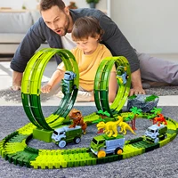Magical Race Dinosaur Track Car Toy Vehicle LED Light Electronics Car Tracks Toy Parts Car for Children Boys Birthday Gift 2