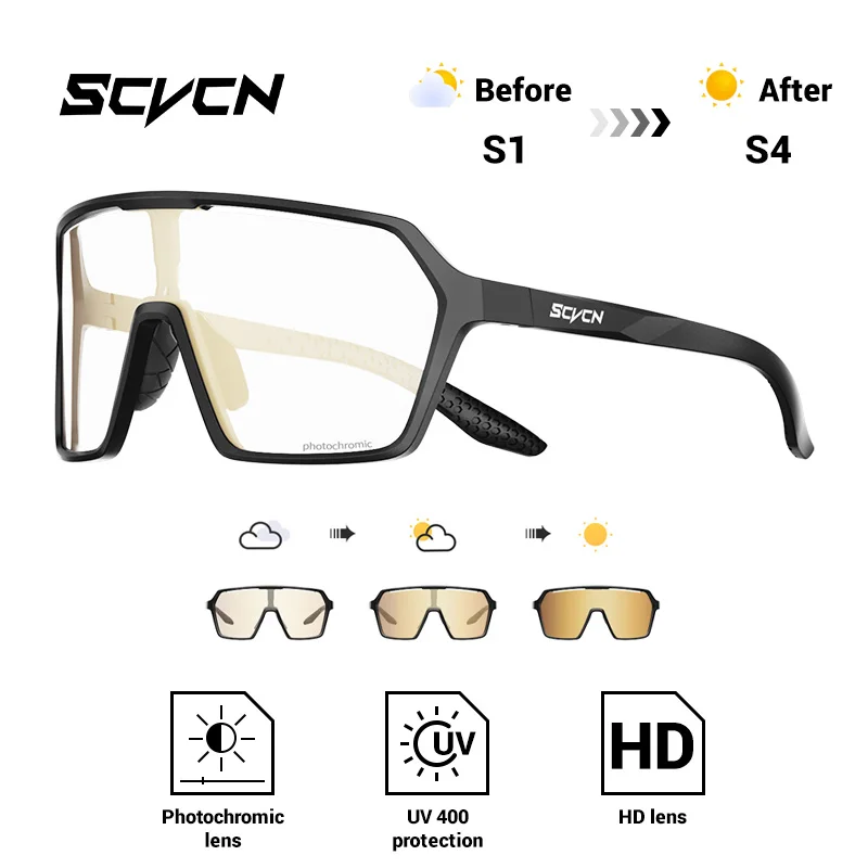 Unisex Photochromic Outdoor Sports Sunglasses - UV400 Protective Eyewear for Cycling, Running, and Hiking