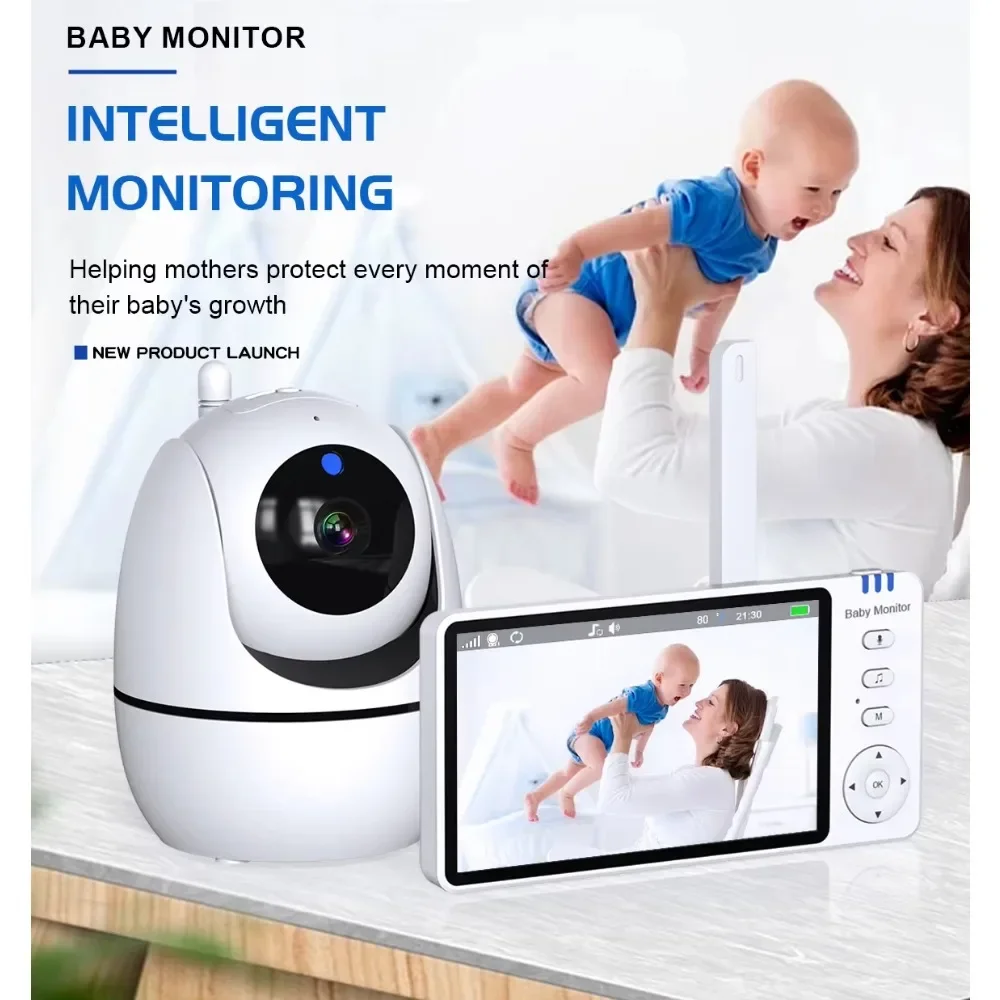 5 Inch Video Baby Monitor 2.4G Wireless Monitoring Two Way Audio Display Video Digital Cameras Security-Protection For Newborm