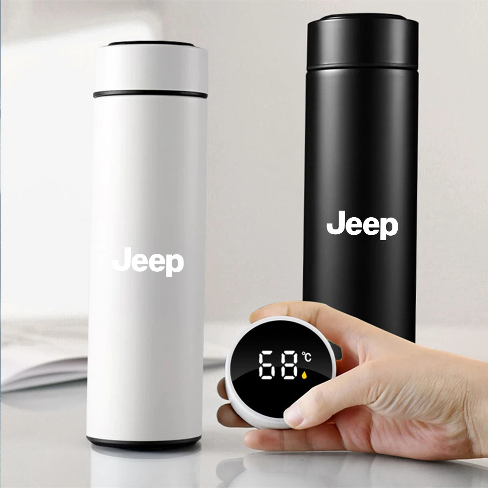 Car Stainless Steel Smart Thermos Mug Thermos LED Display Temperature For Jeep Renegade Patriot Wrangler Cherokee Compass Trail