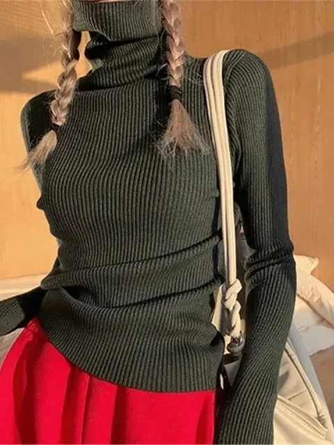 Women Fall Turtleneck Sweater Knitted Soft Pullovers Cashmere Jumpers Basic Soft Sweaters Female Basic Blouse New 5