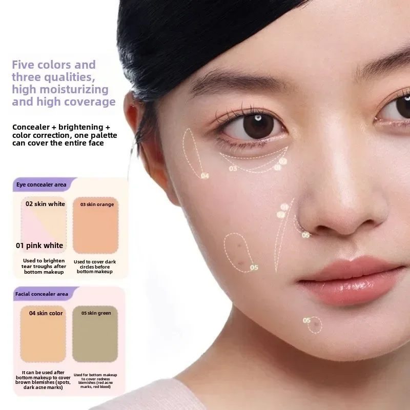 5 Color GirlsCrush Correcting Concealer Palette-Cover Spots,Dark Circles,Brighten Tear Troughs & Nasolabial Folds Cosmeticos