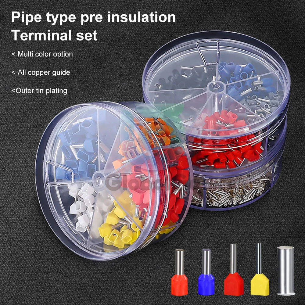 

250/400/1900PCS Boxed VE Tubular Crimp Terminal Electrical Wire Insulated Terminator Block Cord End Connector Crimping Terminals