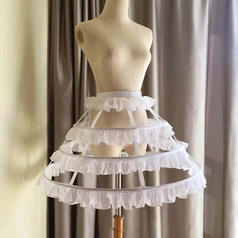 รูปสินค้า ผู้หญิง Lolita Hollow Lotus Leaf Lace Bird Cage กระดูกปลากระโปรงคอสเพลย์ชุดกระโปรง Petticoat เจ้าสาวงานแต่งงานชุดซับ