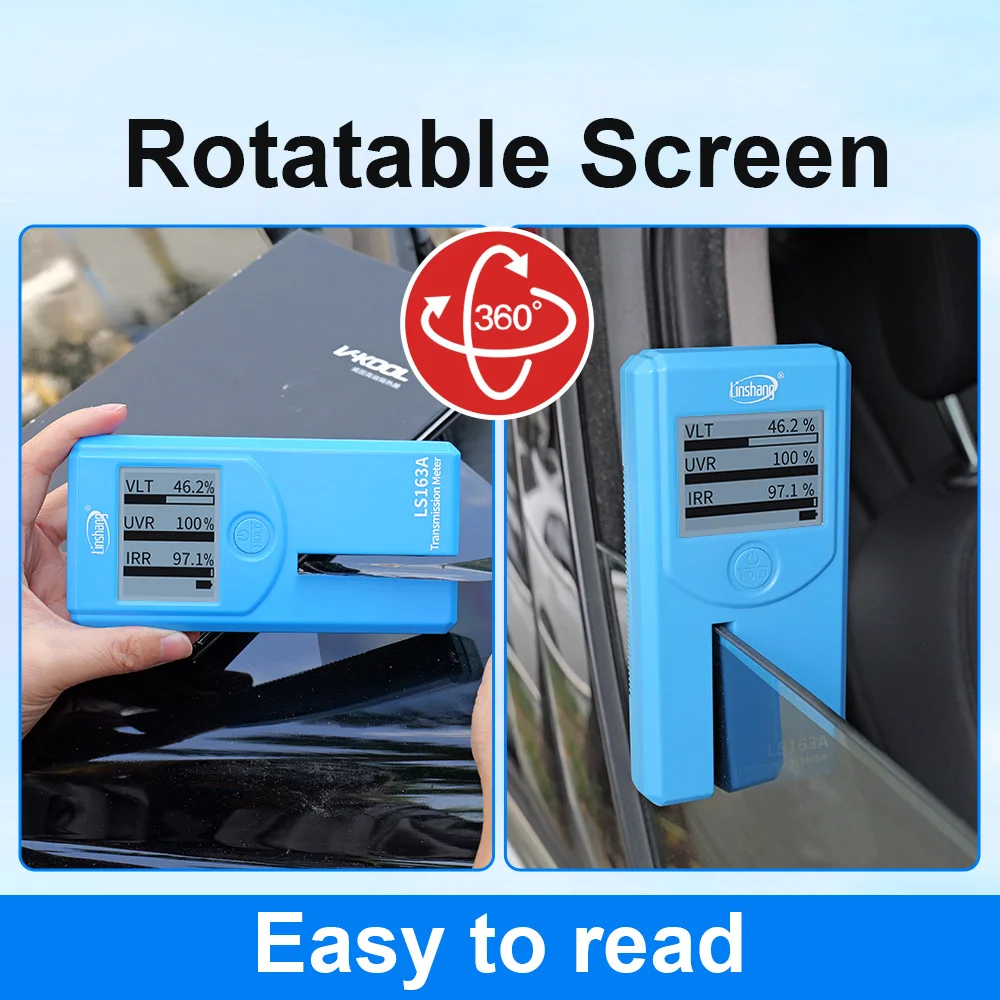 Car Window Tint Meter Solar Film Tester Vlt Transmission Meter Rotatable Screen for Automotive Window LS163 LS163A